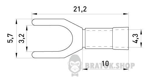 Ізольований наконечник вилковий e.terminal.stand.sv.1,25.3,2.blue 0.5-1.5 кв.мм, синій, 100шт