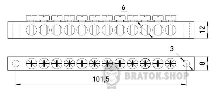 Шина нулевая e.bsa.stand.60.12, 12 отв.х 60 А s056004 в Киеве