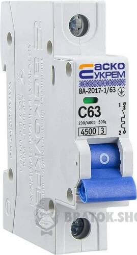 Автоматический выключатель 1p 63A C 4.5kA АСКО-УКРЕМ ВА-2017 A0010170009 в Сумах