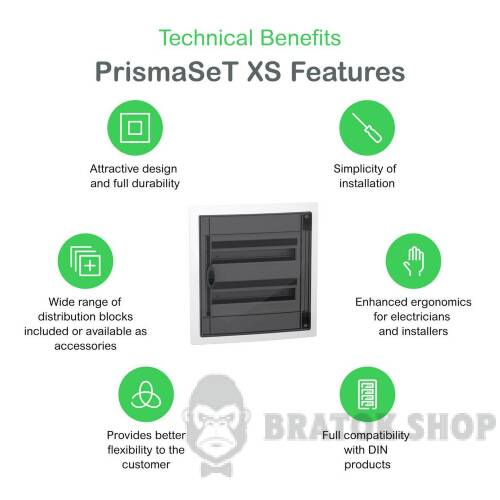 Распределительный щит врезной, 2 ряда, 18 модулей, дымчатая дверь, PrismaSeT XS LVSXP218 в Сумах