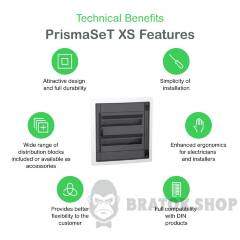 Розподільчий щит врізний, 2 ряди, 18 модулів, димчасті двері, PrismaSeT XS