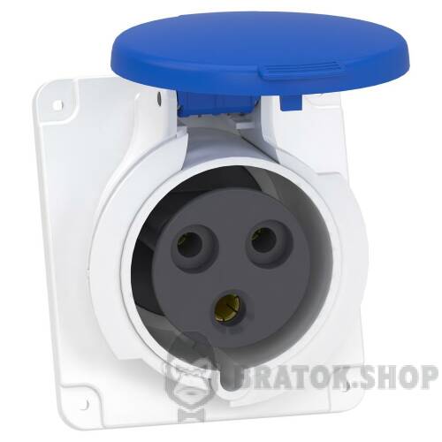 Розетка PratiKa, кутова, 32A, 2P + E, 200-250 B AC, з'єднання гвинтами, панельна PKF32F423 у Києві