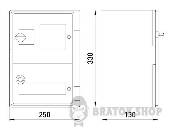 Корпус удароміцний з АБС-пластика e.plbox.250.330.130.1f.2m.tr, 250х330х130мм, IP65 з прозорими дверцятами,  панеллю під 1 - фазний лічильник та 2 модулі