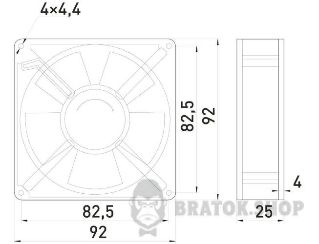Вентилятор e.climat.fan.pro.92, 92х92х25мм 13Вт АС230В  s0103005 у Києві