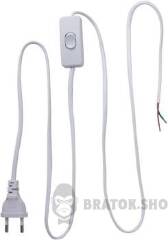 Шнур с вилкой и переключателем e.wire. switch/plug. white, белый, 2Х0,75, 1,5М