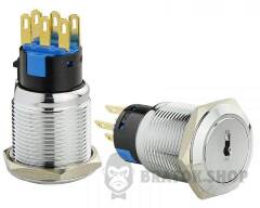 TY 19C-K11/3 Кнопка металева з ключем 3-и позиційна 2NO+2NC.