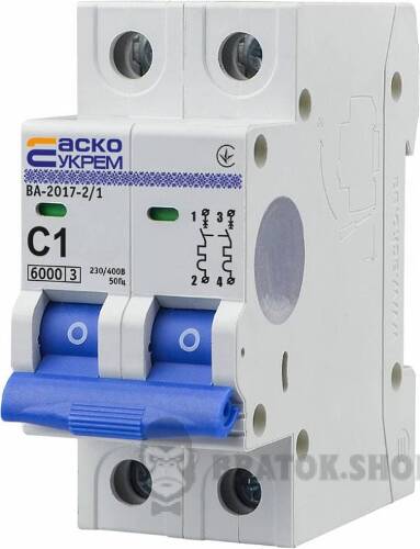 Автоматичний вимикач 2p 1A C 6kA АСКО-УКРЕМ ВА-2017 A0010170033