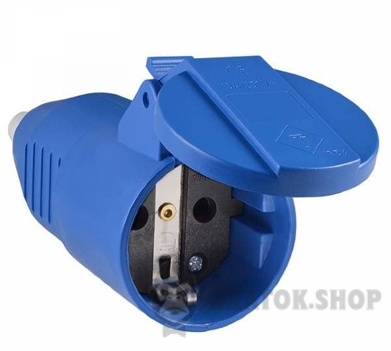 Розетка-гнездо силовая переносная ГВ 16А/2 220V 2Р+РЕ (212) АСКО-Укрем A0080030010 синий