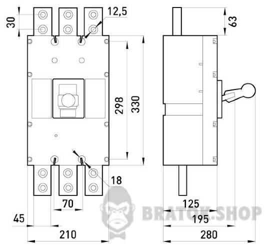Силовой автоматический выключатель e.industrial.ukm.1000S.1000, 3р, 1000А i0010023 в Киеве