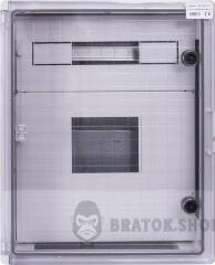 Корпус удароміцний з АБС-пластика e.plbox.400.500.175.3f.6m.tr, 400х500х185мм, IP65 з прозорими дверцятами, панеллю під 3 - фазний лічильник та 6 модулів