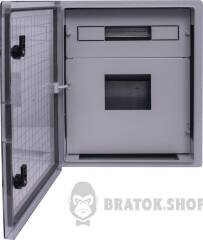 Корпус удароміцний з АБС-пластика e.plbox.400.500.175.3f.6m.tr, 400х500х185мм, IP65 з прозорими дверцятами, панеллю під 3 - фазний лічильник та 6 модулів