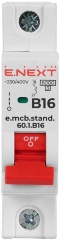 Модульний автоматичний вимикач e.mcb.stand.60.1.B16, 1р, 16А, B, 6кА