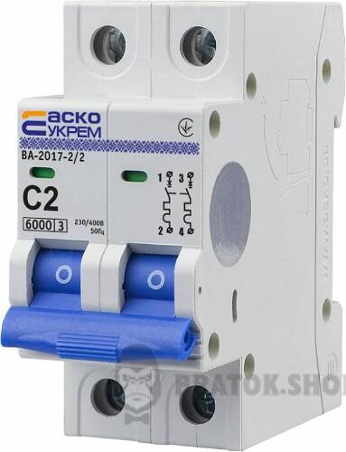 Автоматичний вимикач 2p 2A C 6kA АСКО-УКРЕМ ВА-2017 A0010170034