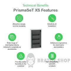 Розподільчий щит врізний, 3 ряди, 13 модулів, димчасті двері, PrismaSeT XS