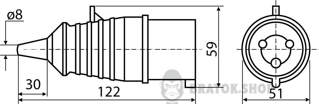 Вилка силовая переносная ВП 16A/3 220V 2P+PE (013) АСКО-Укрем A0080010001 синий в Сумах
