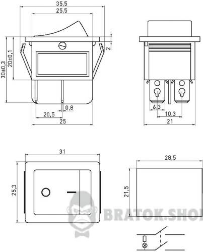 Переключатель клавишный e.switch.key.04, 4 pin, с индикацией s2040004 в Киеве