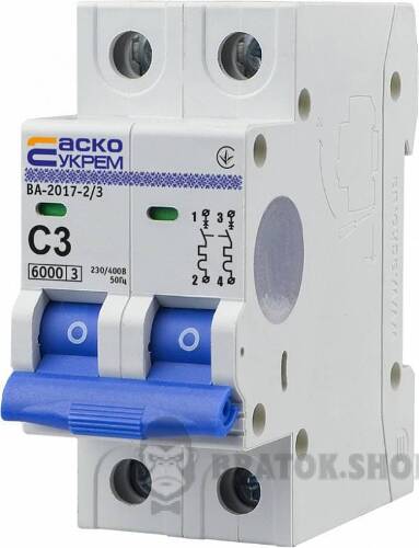 Автоматичний вимикач 2p 3A C 6kA АСКО-УКРЕМ ВА-2017 A0010170035