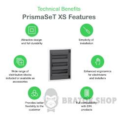 Розподільчий щит врізний, 3 ряди, 18 модулів, димчасті двері, PrismaSeT XS