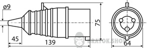 Вилка силовая переносная ВП 32A/3 220V 2P+PE (013) АСКО-Укрем A0080010004 синий