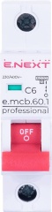 Модульний автоматичний вимикач e.mcb.pro.60.1.C 6 new, 1р, 6А, C, 6кА new