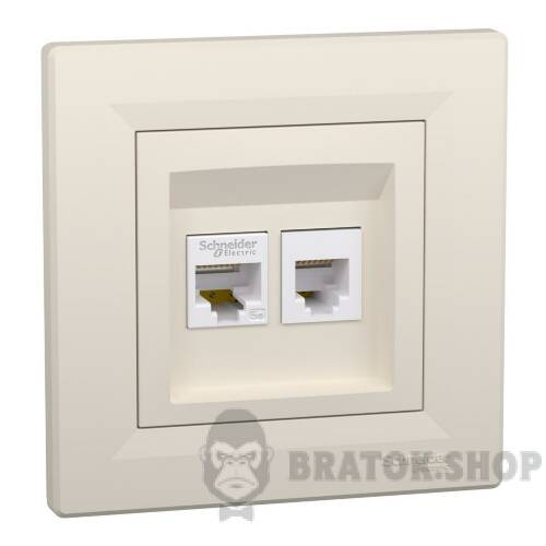 РОЗЕТКА КОМП'ЮТЕРНА RJ45 КАТ. 5Е І ТЕЛЕФОННА РОЗЕТКА RJ12 КРЕМ ASFORA EPH4900123