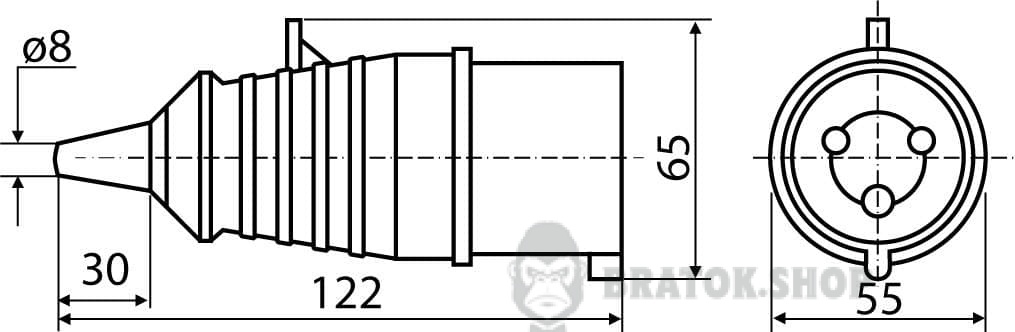 Вилка силовая переносная ВП 16A/4 400V 3P+PE (014) АСКО-Укрем A0080010002 красный