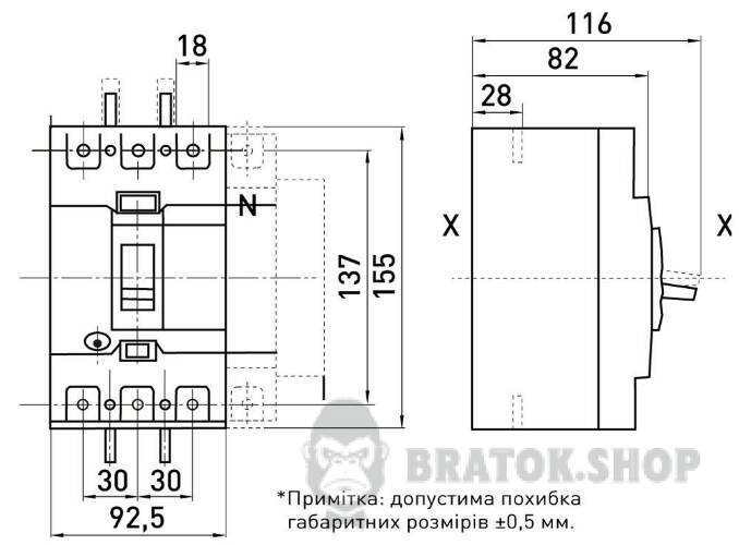 Силовой автоматический выключатель e.industrial.ukm.125Re.125 с электронным расцепителем, 3р, 125А i0770056 в Киеве