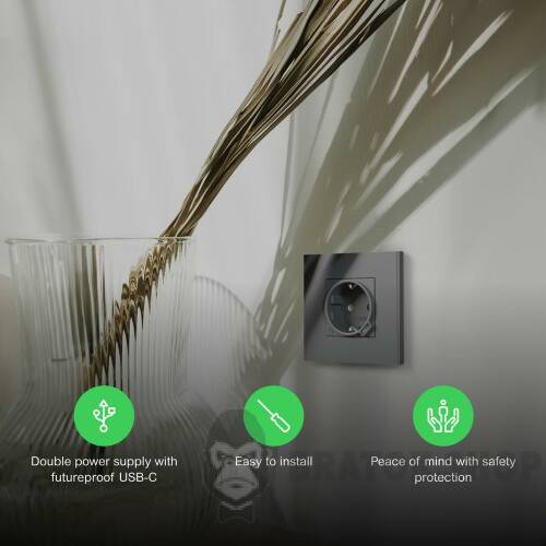 Unica New Силова розетка та USB тип С 10,5 Вт, 2 модулі, антрацит NU301754 в Киеве