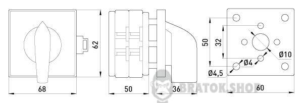 Пакетный переключатель LK63/2.211-SP/45 щитовой, на DIN – рейку, 3p, 0-1, 63А 8817-200 в Киеве