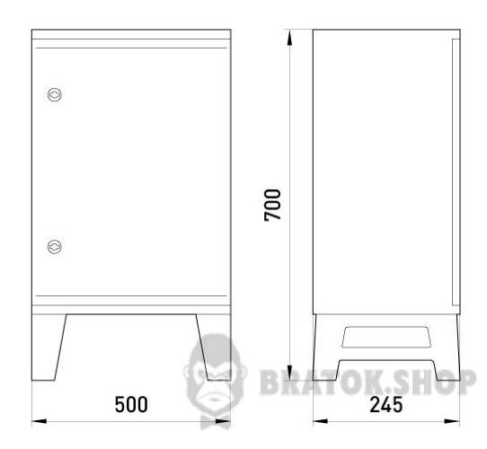Корпус удароміцний з АБС-пластика e.plbox.nap.500.700.245.3f.16m.8m.,blank, 500х700х245мм, IP65, з  панеллю під 3 - фазний лічильник та 16 модулів та 8 розеток CP5502 у Києві