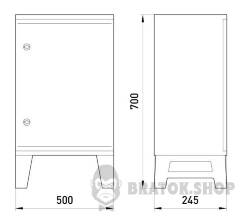 Корпус удароміцний з АБС-пластика e.plbox.nap.500.700.245.3f.16m.8m.,blank, 500х700х245мм, IP65, з панеллю під 3 - фазний лічильник та 16 модулів та 8 розеток