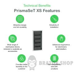 Розподільчий щит врізний, 4 ряди, 13 модулів, димчасті двері, PrismaSeT XS