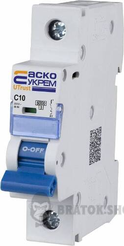 Автоматичний вимикач 1p 10A C 6kA АСКО-УКРЕМ BA UTrust A0010210050