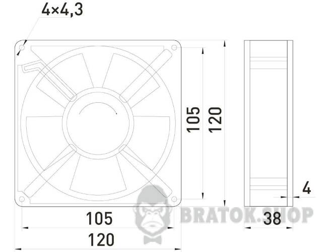 Вентилятор e.climat.fan.pro.120, 120х120х38мм 22Вт АС230В  s0103006 у Києві