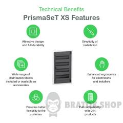 Розподільчий щит врізний, 4 ряди, 18 модулів, димчасті двері, PrismaSeT XS
