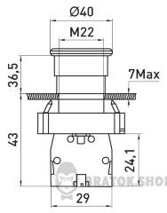 Кнопка "грибок" e.mb.bc51 без фіксації жовта, 1NO
