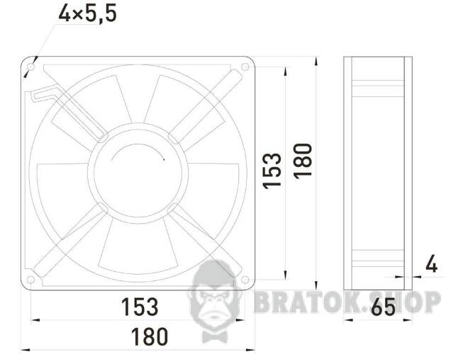 Вентилятор e.climat.fan.pro.180, 180х180х65мм 45Вт АС230В  s0103007 у Києві