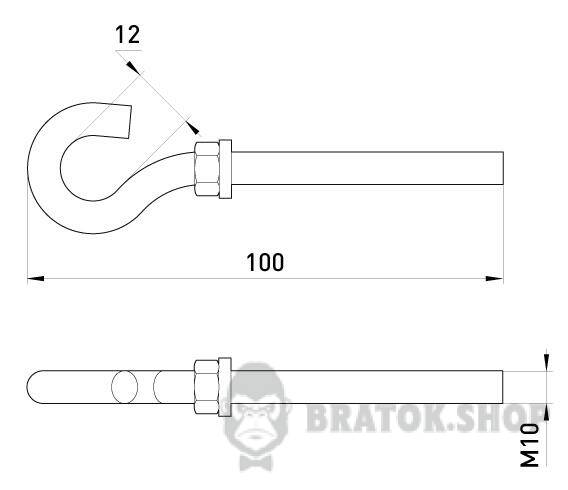 Анкерный крюк e.anchor.hook.pro.M10.12.100, М10, 12х100мм p037010 в Киеве