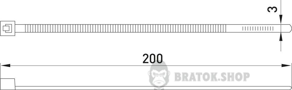 Кабельна стяжка e.ct.stand.200.3.black (100шт), чорна