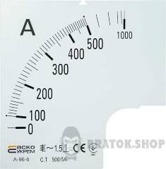 Шкала 500/5А до амперметра А-96-6