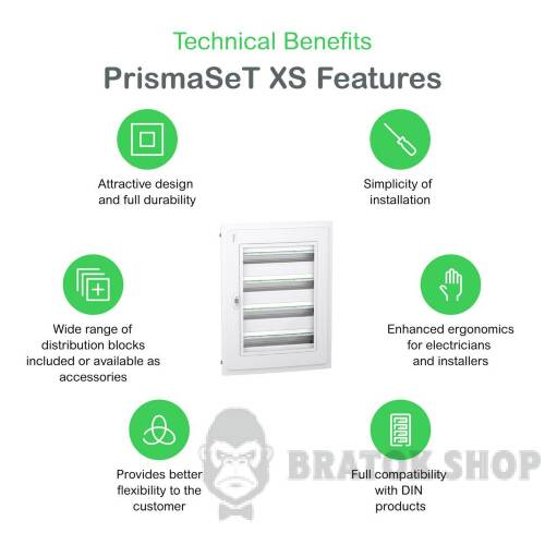 Распределительный щит врезной, 4 ряда, 24 модуля, прозрачная дверь, PrismaSeT XS LVSXP424 в Сумах