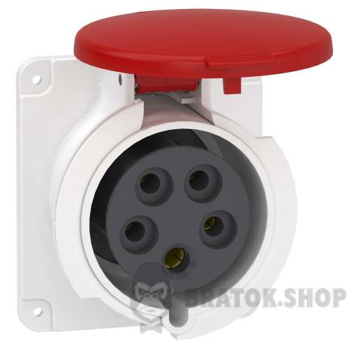 Розетка PratiKa, пряма, 32A, 3P + N + E, 380-415 B AC, з'єднання гвинтами, панельна PKF32G435 у Києві