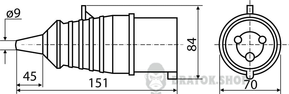 Вилка силовая переносная ВП 32A/5 400V 3P+N+PE (025) АСКО-Укрем A0080010006 красный