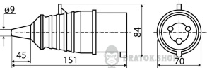 Вилка силовая переносная ВП 32A/5 400V 3P+N+PE (025) АСКО-Укрем A0080010006 красный
