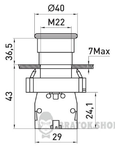 Кнопка "грибок" e.mb.bc42 без фіксації червона, 1NC
