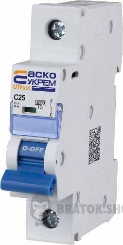 Автоматичний вимикач 1p 25A C 6kA АСКО-УКРЕМ BA UTrust A0010210053