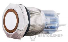 TYJ 19-271 Кнопка металева пласка з підсвічуванням, 1NO+1NC, жовта 220V.