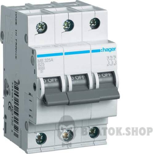 Автоматический выключатель 3P 25A B 6kA Hager MB325A