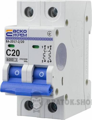 Автоматический выключатель 2p 20A C 6kA АСКО-УКРЕМ ВА-2017 A0010170013 в Сумах