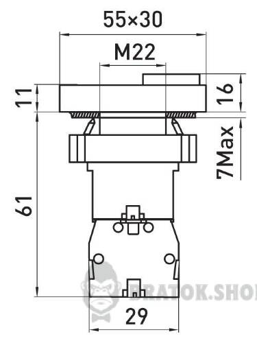 Кнопка подвійна квадратна з підсвіткою (випукла червона) e.mb.bw8465 1NO+1NC